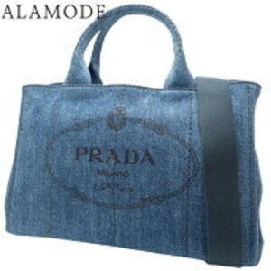 Prada CANAPA handbag shoulder bag crossbody tote denim blue